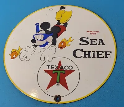 $113.47 • Buy Vintage Texaco Gasoline Porcelain Mickey Mouse Sea Chief Walt Disney Gas Sign