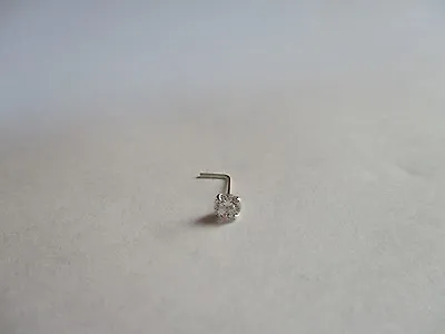 Sterling Silver Nose Stud L Shape 2mm Stone 22 G Round Shape Body Piercing  • $7.99