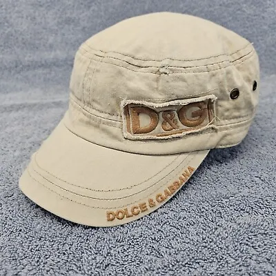 D & G Dolce & Gabbana Hat Cap Cadet Army Style Beige Flex Fit Size S/M • £37.99