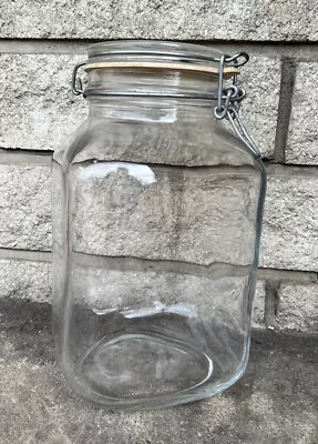 Vintage Fidenza Idee In Vetro Italy Large Glass Jar 3 Liter Size Bail Style Lid • $33.99