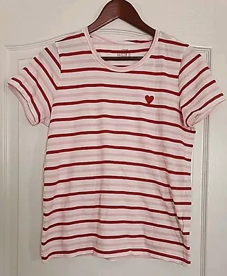 J.Crew Women's Striped Embroidered Heart Collector Tee T-shirt Size Medium • $12.99