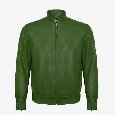 New Men's Motor Bomber Style Genuine Ostrich Embossed Leather Jacket XS To 5XL • $139