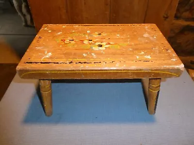 Antique Old Vintage 1966 Pennsylvania Dutch / Amish Tole Painted Wood Foot Stool • $25