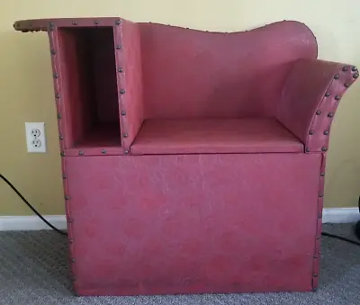 Vintage Antique Red Vinyl Telephone Gossip Bench Conversation Chair • $299.95