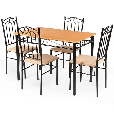 5 PC Dining Set Wood Metal Table & 4 Chairs Kitchen Breakfast Furniture Home • $159