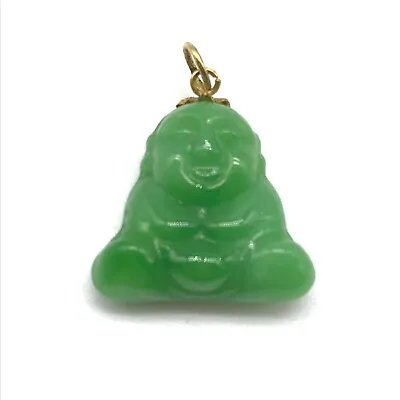 Vintage Faux Green Jade Carved Buddha Pendant • $29.99