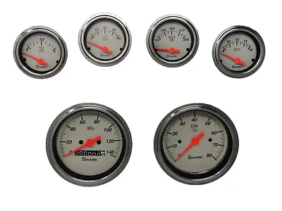 6 Gauge Set Hot Rod Street Rod Universal Dash Mechanical Speedometer Shark • $215