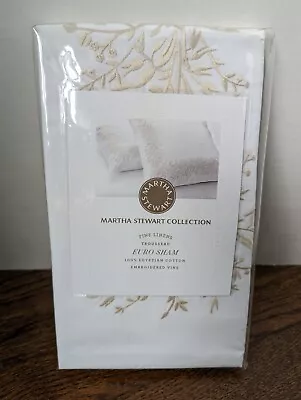 Martha Stewart Trousseau 100% Egyptian  Cotton  Embroidered Vine  Euro Sham NEW • $49.99