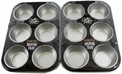 £6.25 • Buy 2 X Muffin Tray Cake Pan Baking Deep Tin Fairy Cupcake Steel Bake Ware Trays