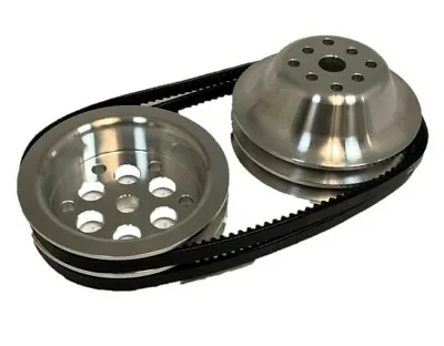 SBC Chevy 350 Short Water Pump And Crank Aluminum Pulley Kit 1:1 - Double Groove • $79.99