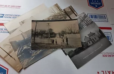Vtg Lot Of 9 1913 Great Ohio Flood RPPC Postcards Massillon New Phila Piqua Etc. • $19.95