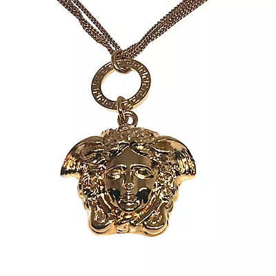 VERSACE Medusa Head Multi Chain Goldtone Necklace Unisex • $400