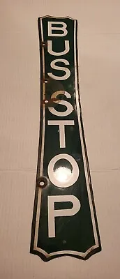 Porcelain Bus Stop Double Sided Sign City Street Road Traffic L@@K! • $399.99