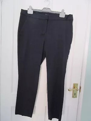 M&Co Navy Blue Jacquard Textured Pattern Tapered Leg Trousers Size 18  • £12