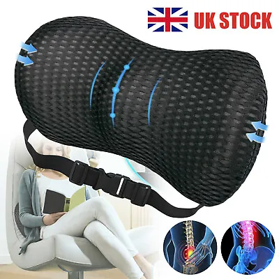 Office Home Car Chair Seats Memory Foam Lumbar Back Support Cushion Waist Pillow • £14.96