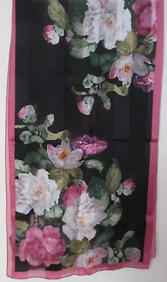 The Metropolitan Museum Of Art 100% Silk Chiffon Black/Multi-Color Floral Scarf • $49.99