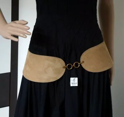 $185 • Buy $595 New YSL Yves Saint Laurent Wide Suede Leather BELT Made In ITALY Sz 85/34