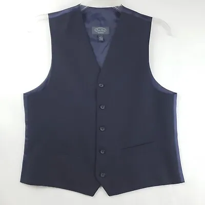 Pronto Uomo Platinum Vest Waistcoat Mens Medium Blue 100% Wool V-Neck Button • $23.45