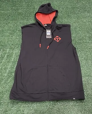 UA Project Rock HW Terry Sleeveless Full Zip Hoodie Black XL • $39.99