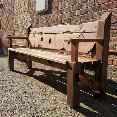 £449 • Buy 3 Seater Garden Bench Rustic Wood Garden Furniture Outdoor Patio Bench 180cm