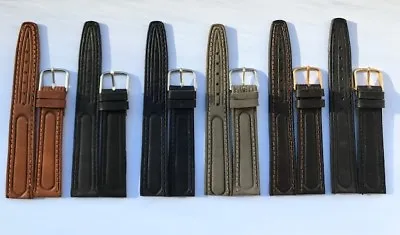 Mens Leather Watch Strap 18mm Genuine Leather Band Metal Buckle 18mm Strap Pins • £4.99