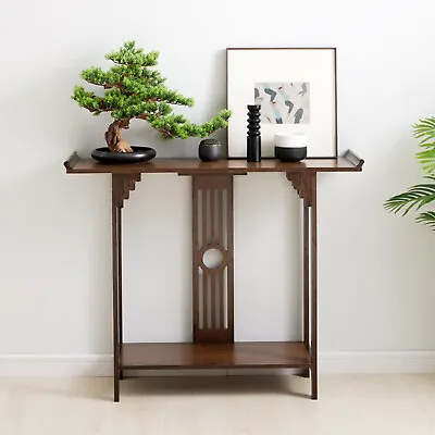 2-Tier Side Table Vintage Home Office Decor Plants Display Shelf Bamboo Table • $110