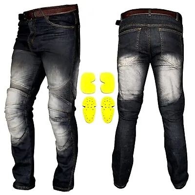 BLACK Motorbike Pants Motorcycle Riding Jeans Denim Racing Trousers CE Armoured • $36.04