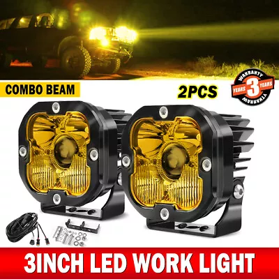 3inch Led Light Pods Laser 1000m Spot Flood Fog Driving Yellow ATV UTV 4WD 4X4 • $92.95