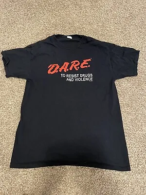 Vintage D.A.R.E. Resist Drugs Violence T Shirt Black DARE Medium • $20.78