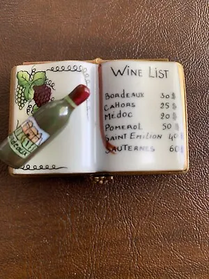 La Gloriette Wine List Limited Edition Menu Book 144/1000 Limoges Trinket Box • $95