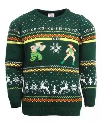 $41.53 • Buy Small (UK) Street Fighter Guile V Cammy Ugly Christmas Xmas Jumper Sweater