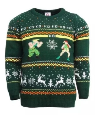 $41.56 • Buy Small (UK) Street Fighter Guile V Cammy Ugly Christmas Xmas Jumper Sweater