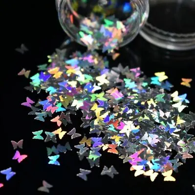 Nail Art Glitter BUTTERFLY Holographic 3D Shining Decoration Manicure Craft UK • £2.69