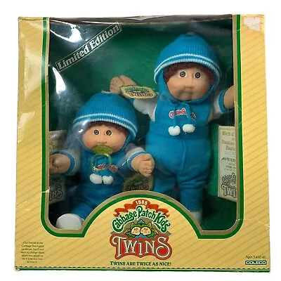 Vintage 1985 Coleco Twin Cabbage Patch Kids Twins 2 Boys New Open Box • $285