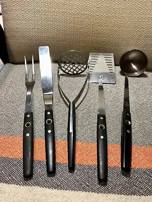 5 Pc Vtg Flint Arrowhead USA Black Stainless Utensil Set • $95