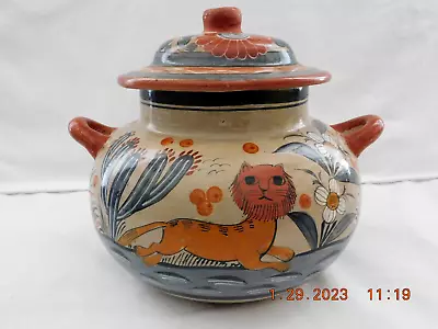 Older Piece Mexican Art Pottery Tonala Style Decorative Bean Pot With Lid W2s18 • $49.99