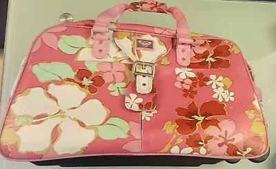 Vintage Roxy Quicksilver  Pink Floral Travel Luggage Rolling Duffle Bag Wheels • £170.98