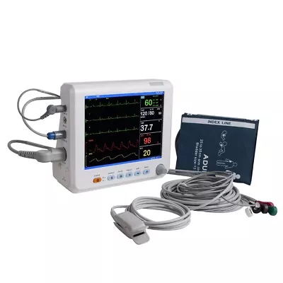 8 Inch ICU CCU Vital Sign Patient Monitor 6 Parameter ECG NIBP RESP TEMP SPO2 PR • $419