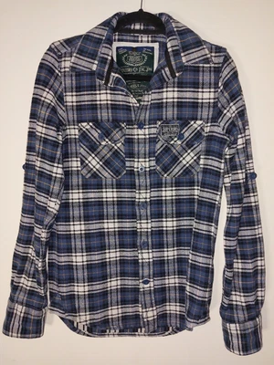 £14.24 • Buy Superdry - Blue Check Plaid Cotton Heavy Flannel Workwear Style Shirt - Small