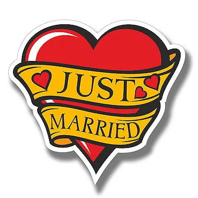 £3.99 • Buy 2 X Just Married Stickers Wedding Tattoo Style Love Car IPad Laptop Decal #4083