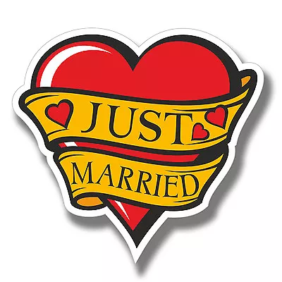 2 X Just Married Stickers Wedding Tattoo Style Love Car IPad Laptop Decal #4083 • £2.99