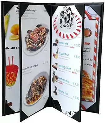 3 Pcs Of Restaurant Menu Covers Holders 4.75  X 11  Inches 4Panel 6ViewSold By • $43.49