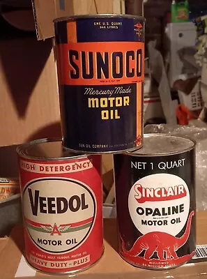 Oil Cans Sunoco Veedol Sinclair Opaline One Quart Display Shop Garage • $24.95