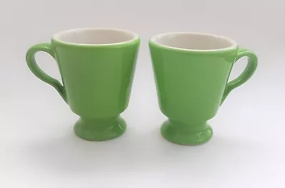 Sterling Porcelain Heavy 2 Mugs East Liverpool Ohio Vitrified China Lime Green • $15