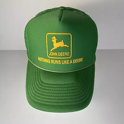 Vintage John Deere Trucker Mesh Snapback Hat Cap “Nothing Runs Like A Deere” • $26.96