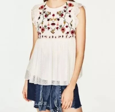 ZARA Trafaluc Collection Top Embroidered XS • $12.10