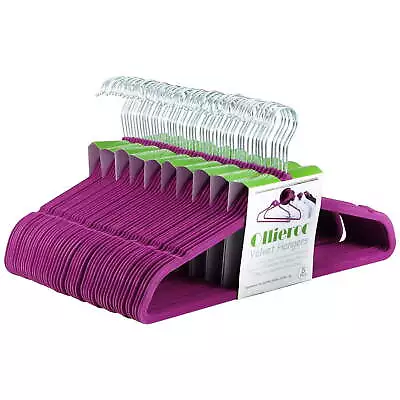 50 Count Heavy Duty Cascading Nonslip Velvet Clothes Hangers 360 Hook Purple • $21.70