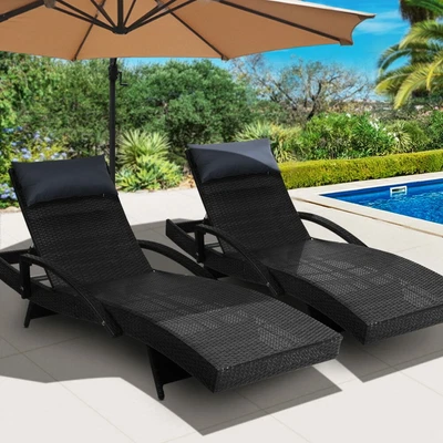 $304.54 • Buy Gardeon Outdoor Furniture Sun Lounge Setting Wicker Lounger Day Bed Patio Rattan
