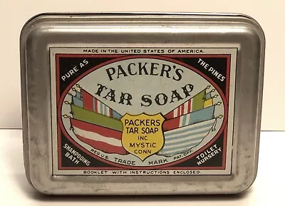 Vintage Packer's Tar Soap Empty Tin Mystic Conn. • $5.95