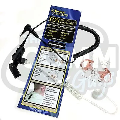 New Tactical 3.5mm Fox Listen Only Police Earpiece For Motorola Xts Shoulder Mic • $39.95